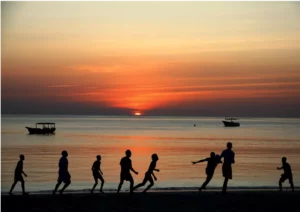 Zanzibar football at sunset